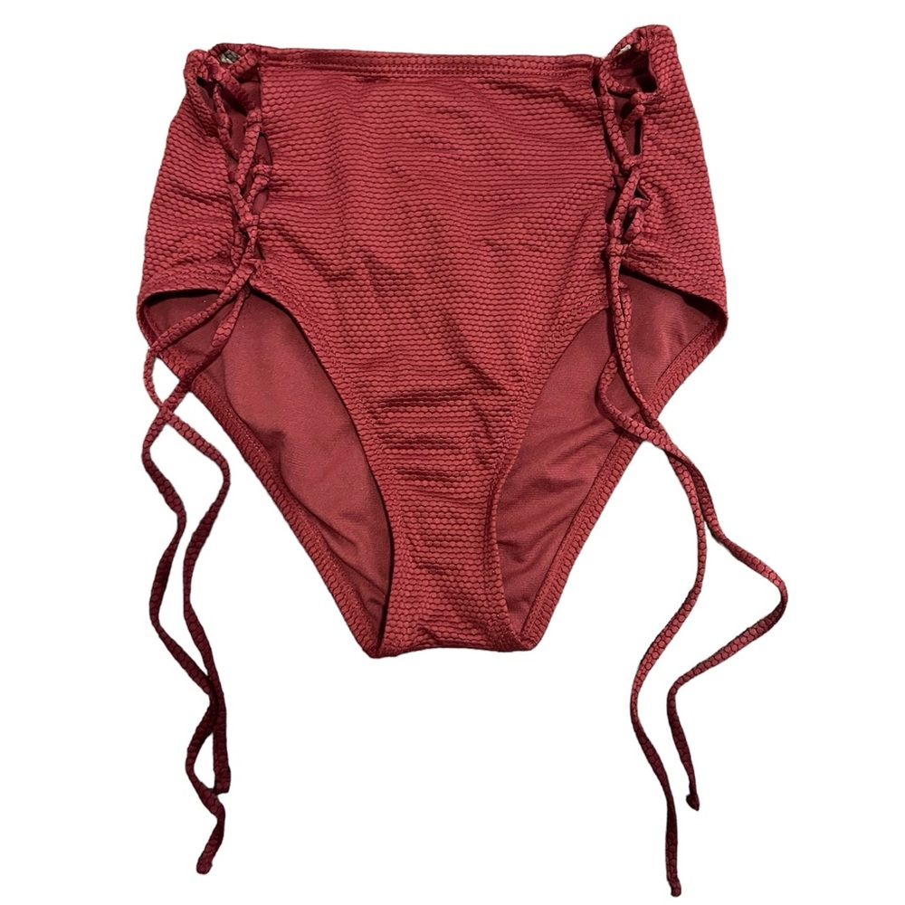 Target burgundy tie up high waisted bikini bottoms